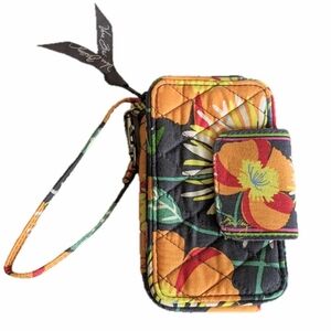 Vera Bradley orange multicolor floral quilted wallet wristlet
